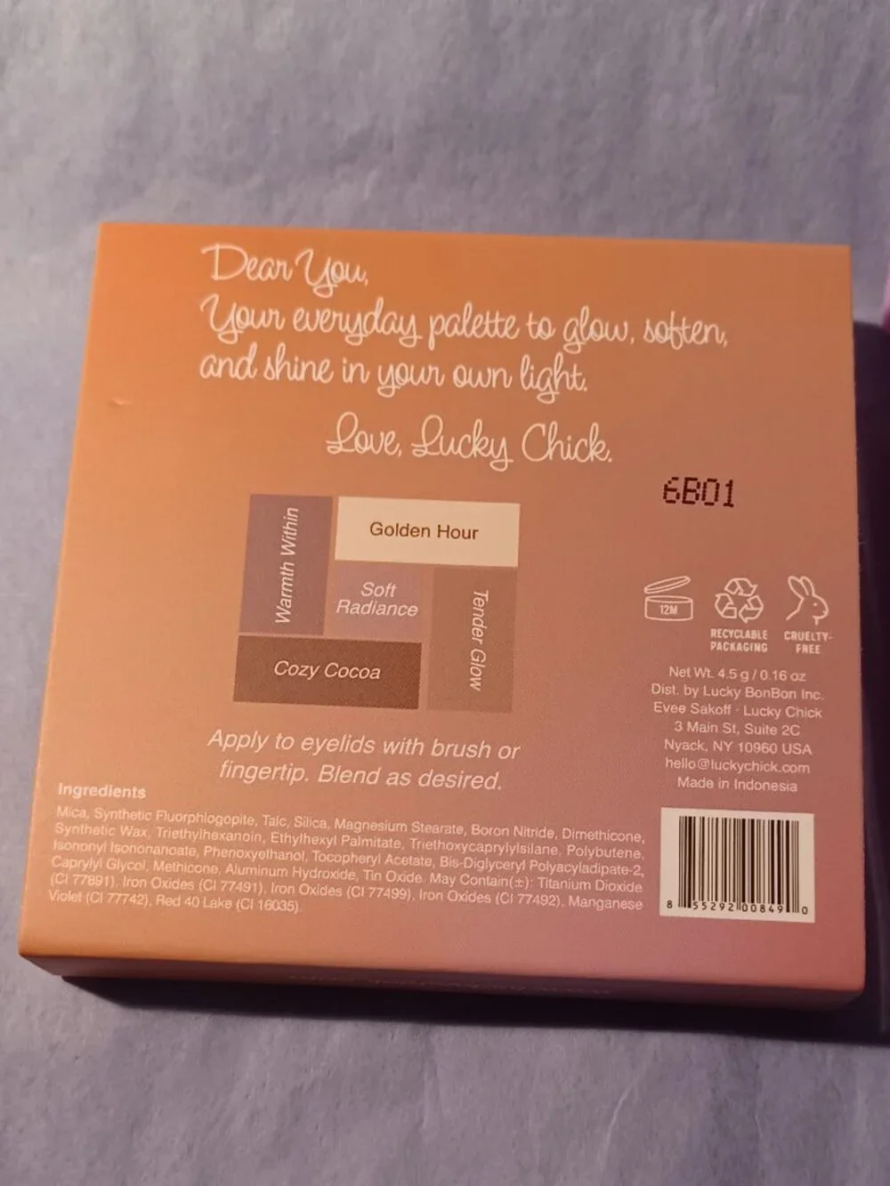 BNIB - Lucky Chick, Comfort Glow, eyeshadow palette
